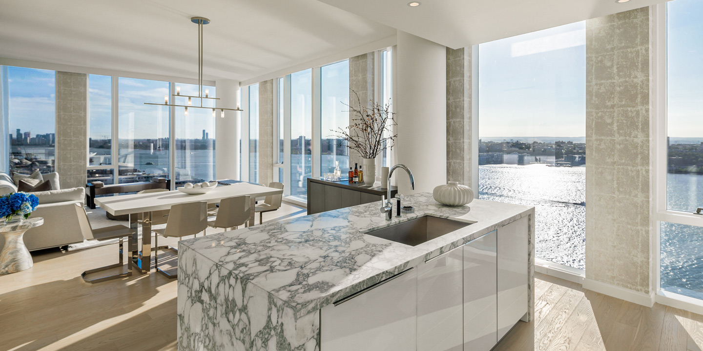 condominium kitchen and living area hero