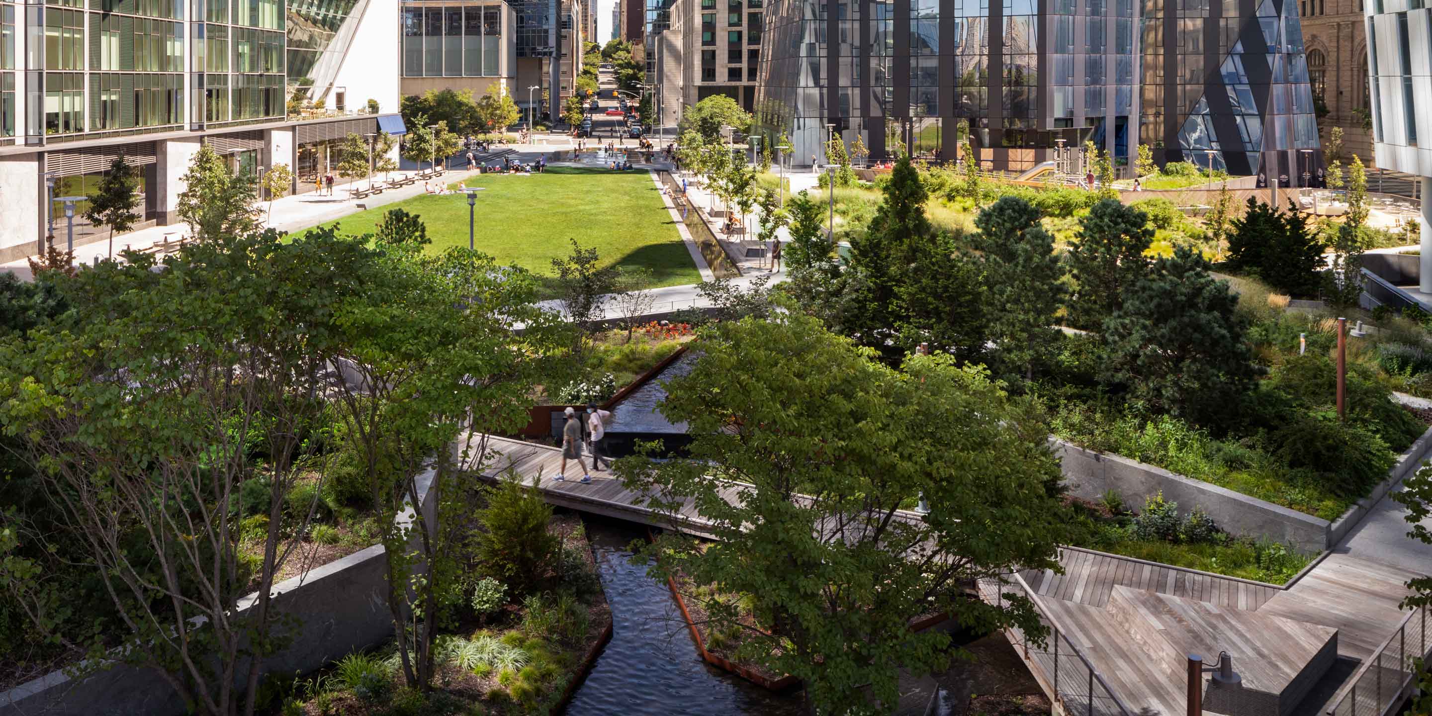 aerial view of waterline park greenspace